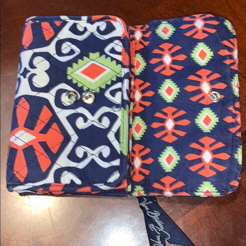 Vera Bradley Sun Valley Navy Orange & White Wallet - Picture 3 of 6